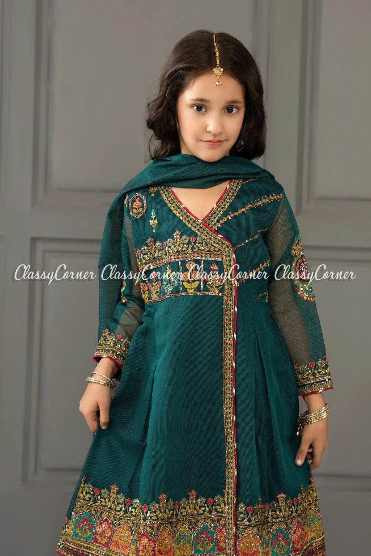 Zinc Multi Net Embroidered Girl&#39;s Outfit