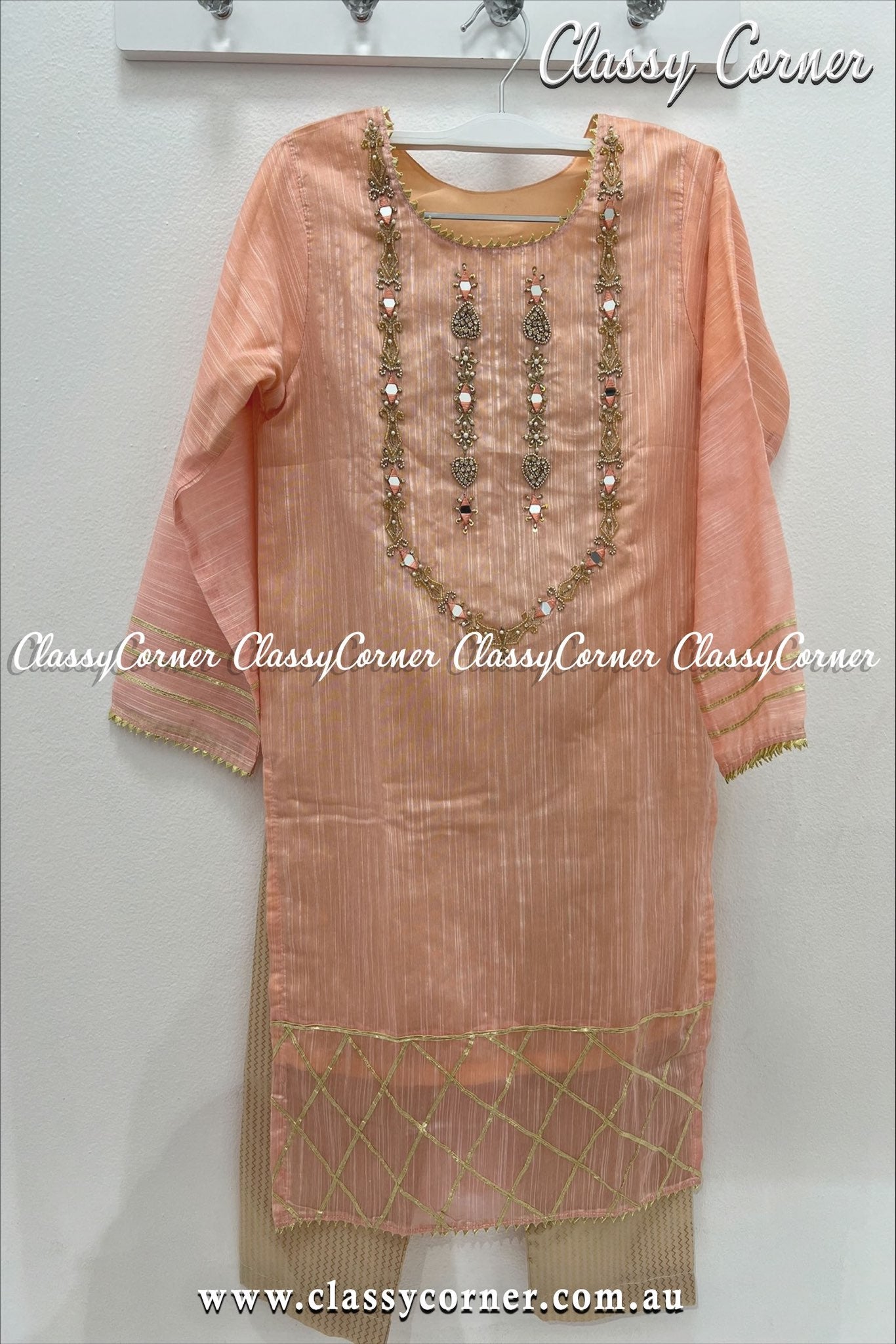 Peach Pink Pakistani Girls Outfit - Classy Corner