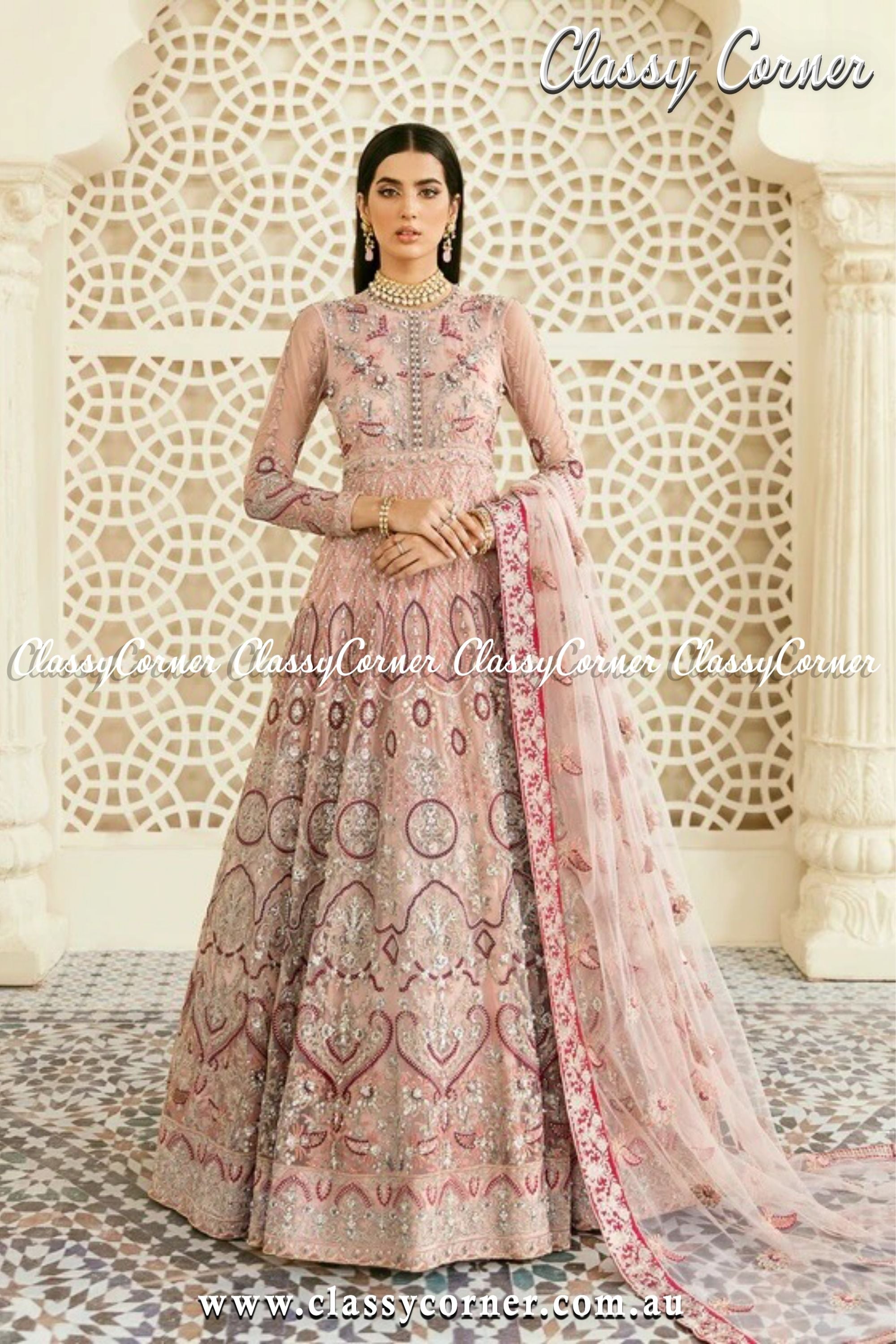 Pink Gorgeous Pakistani Formal Gown - Classy Corner