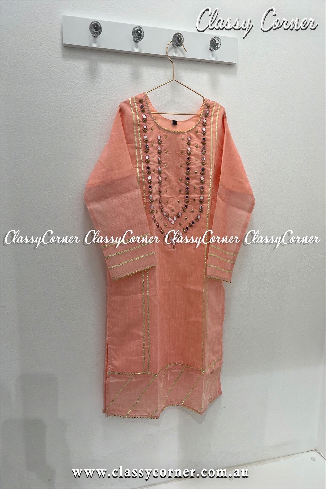 Salmon Pink Girl's Pakistani Outfit - Classy Corner