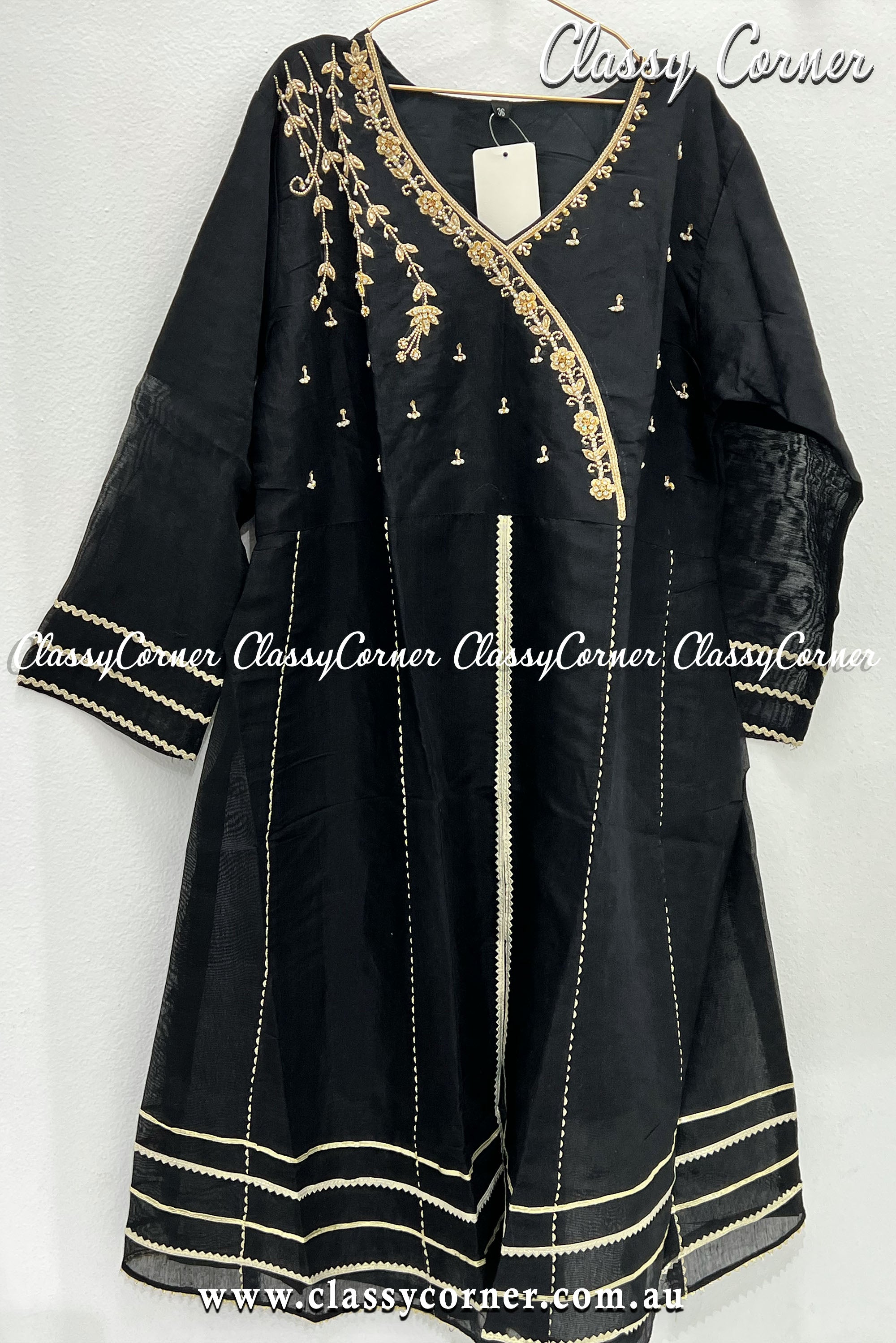 Black Golden Girls Pakistani Dress - Classy Corner