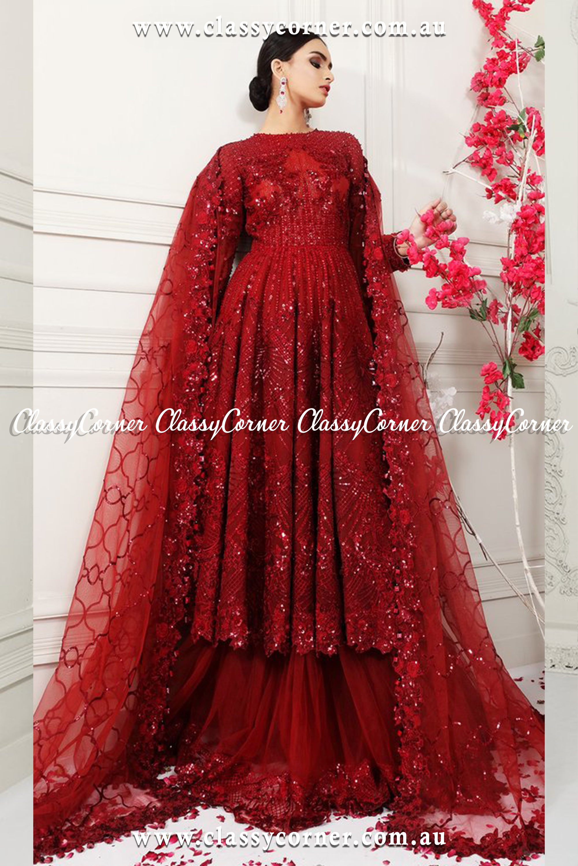 Ruby Red Bridal Lehenga - Classy Corner
