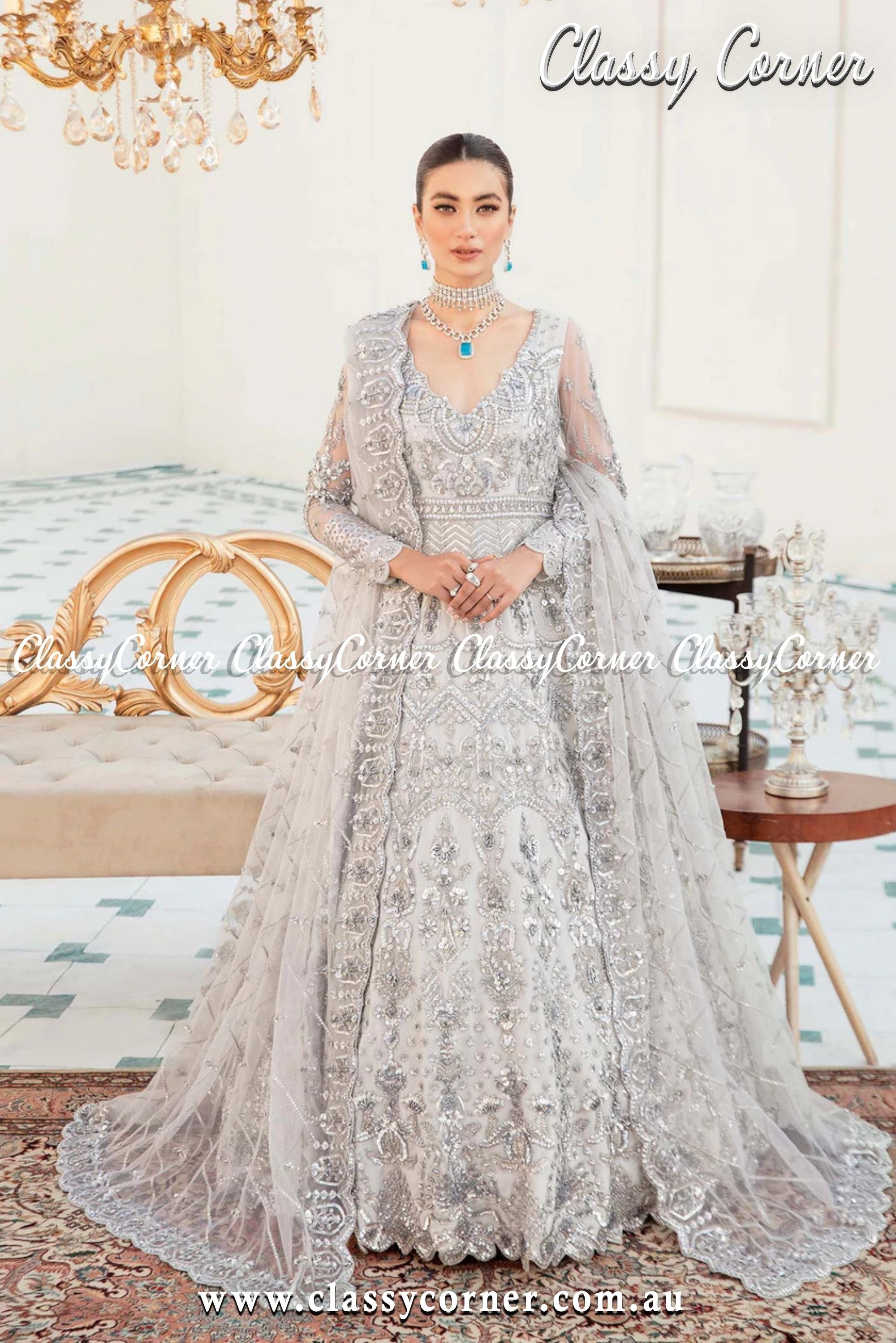 Silver Gray Wedding Outfit - Classy Corner