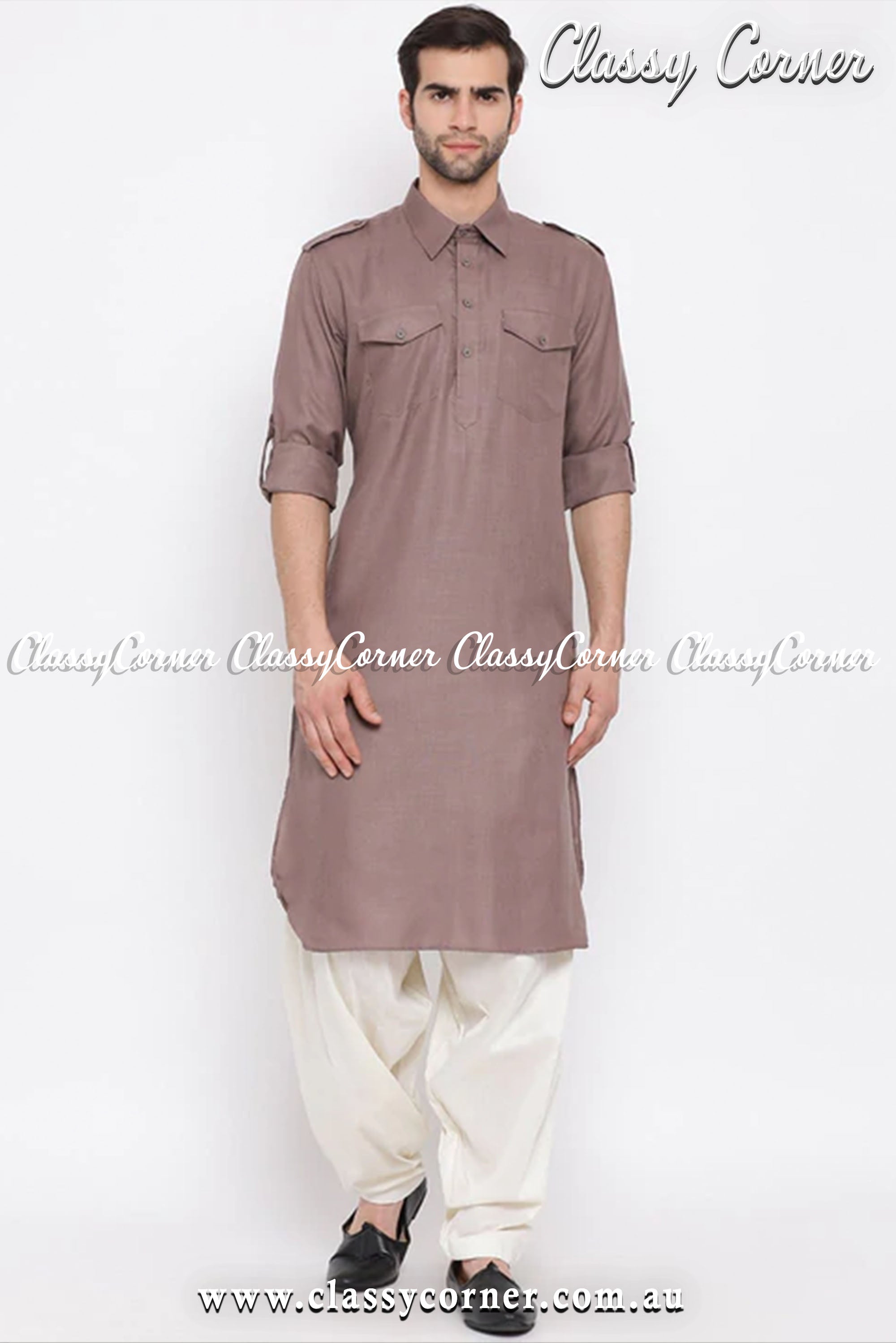 Men's Brown Pathani Suit Set - Classy Corner