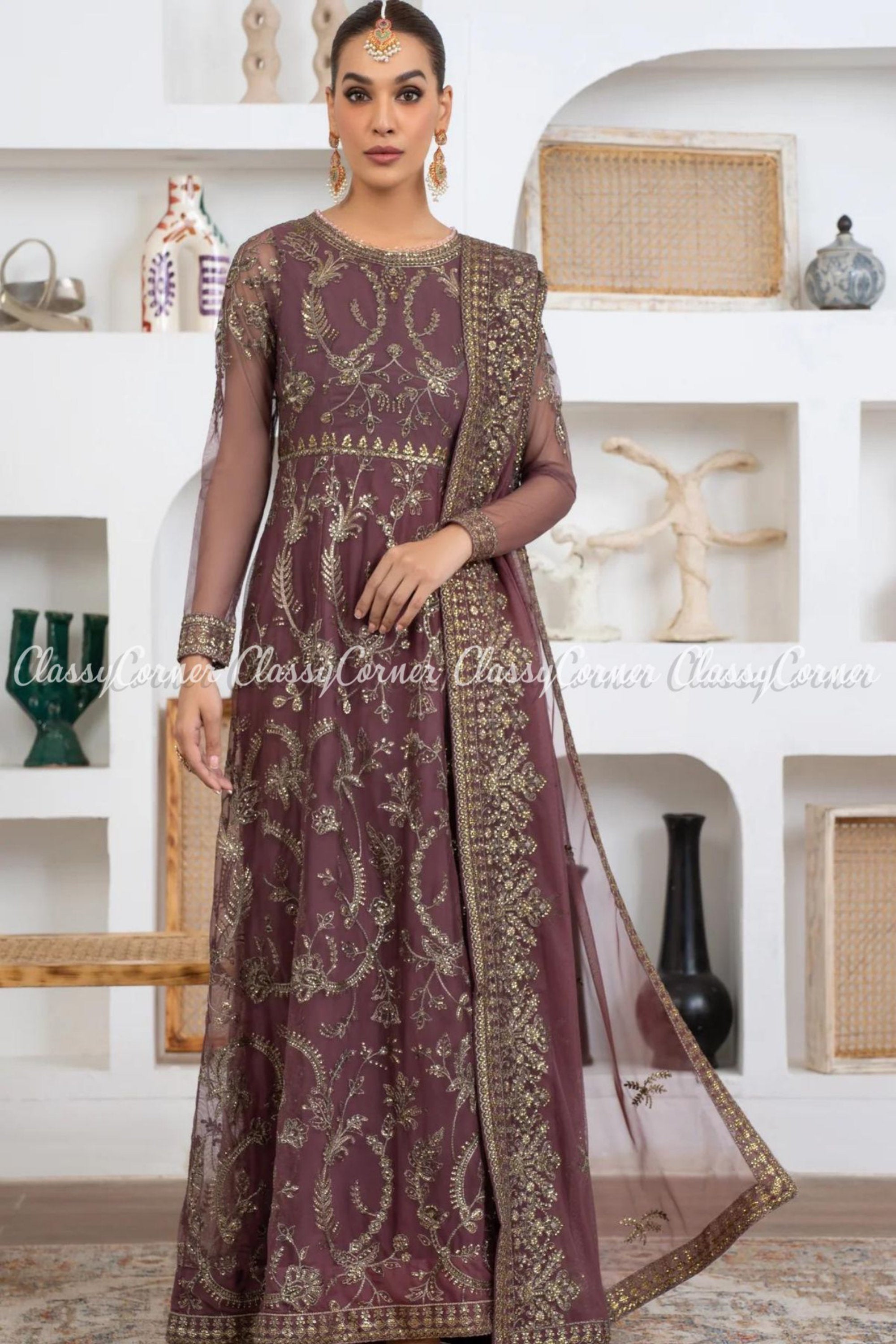 Buy Red Priyanka Chopra Saree Gown Party Wear Online at Best Price | Cbazaar
