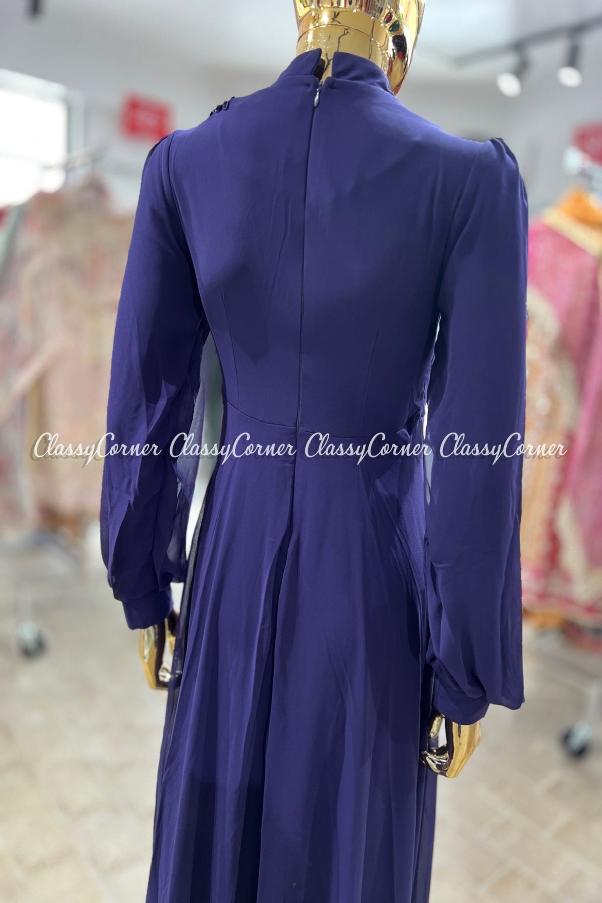 Purple Chiffon Evening Gown