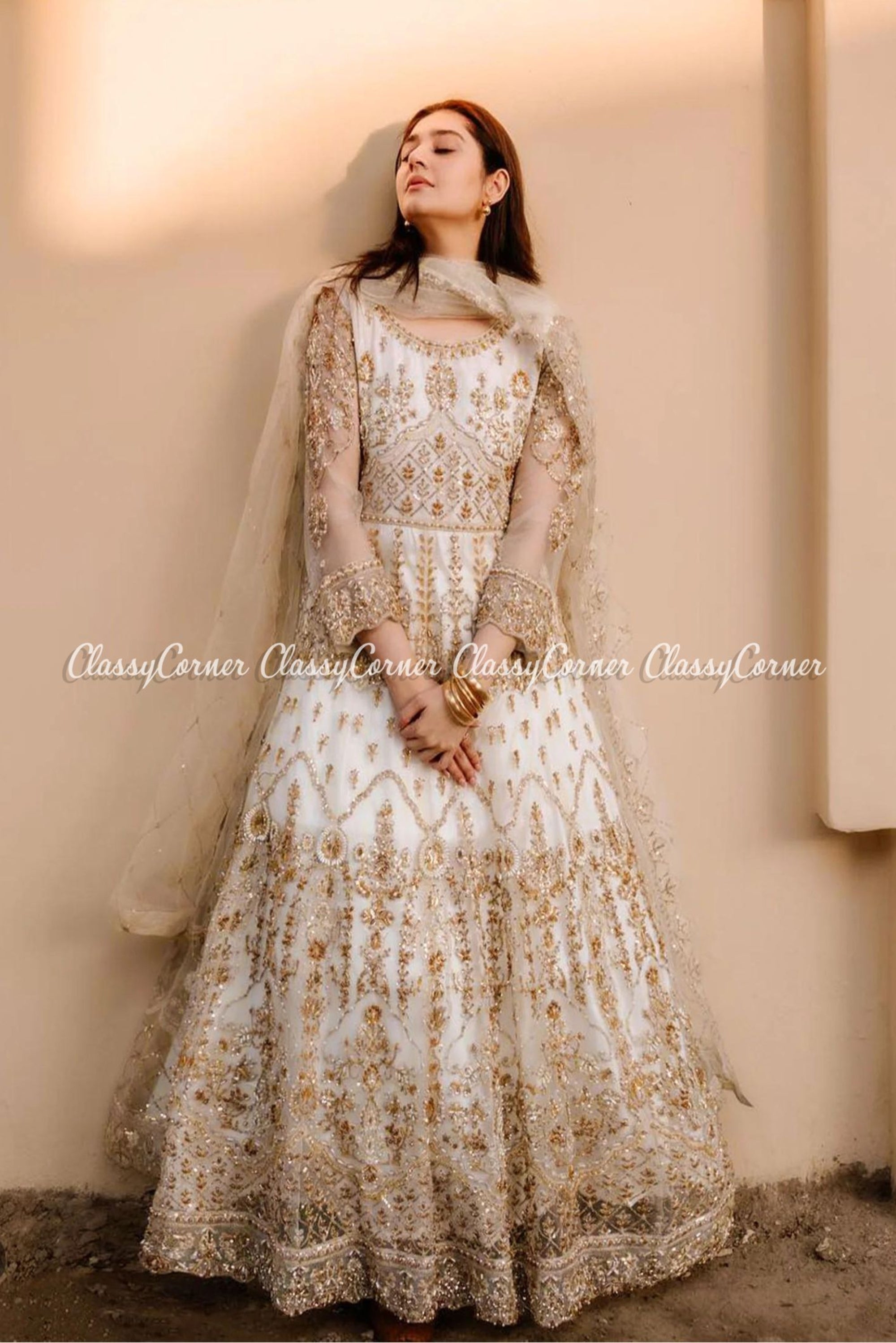 Golden Thread Embroidered Gown by HER CLOSET for rent online | FLYROBE