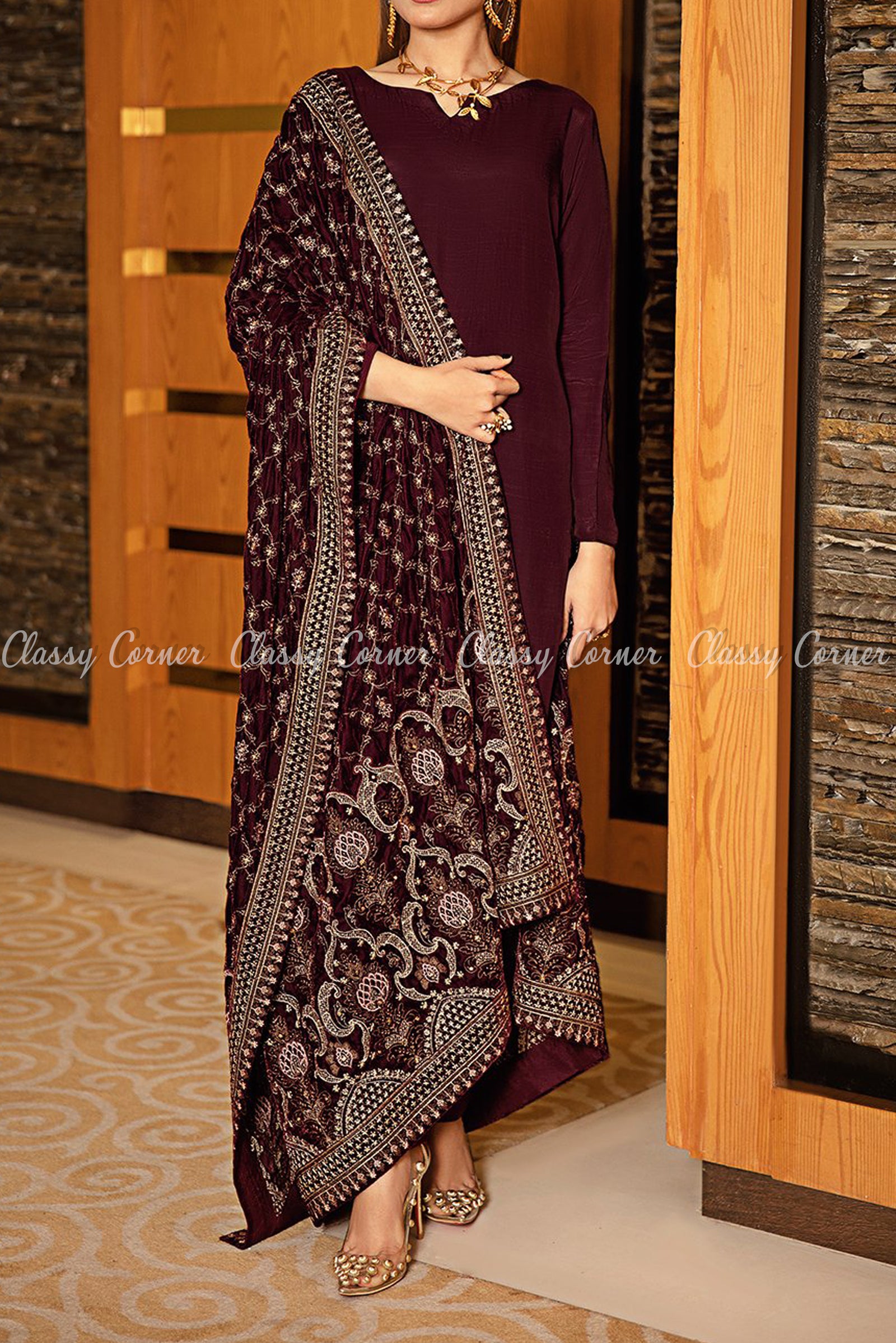 Velvet Pakistani Dress: Velvet Wedding dresses for Women in the USA